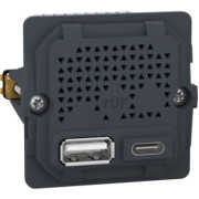 Fuga USB A+C lader, 21W 3A, 1 modul, uden afd&aelig;kning